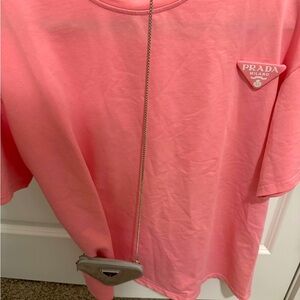 Prada Pink Short Sleeve Logo Tee